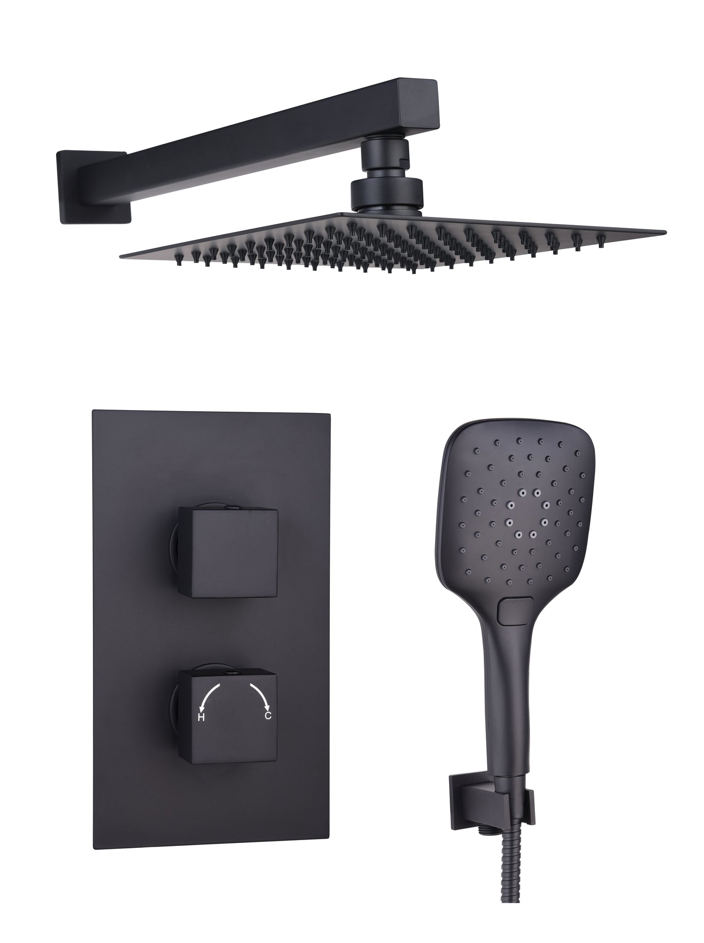 Tailored Bathrooms Square Concealed Thermostatic 2 Handle 2 Way Shower Kit