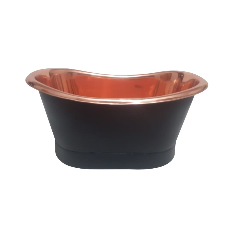 Coppersmith Creations Copper Tub-Style Basin – Copper Inside & Black Outside, Straight Base