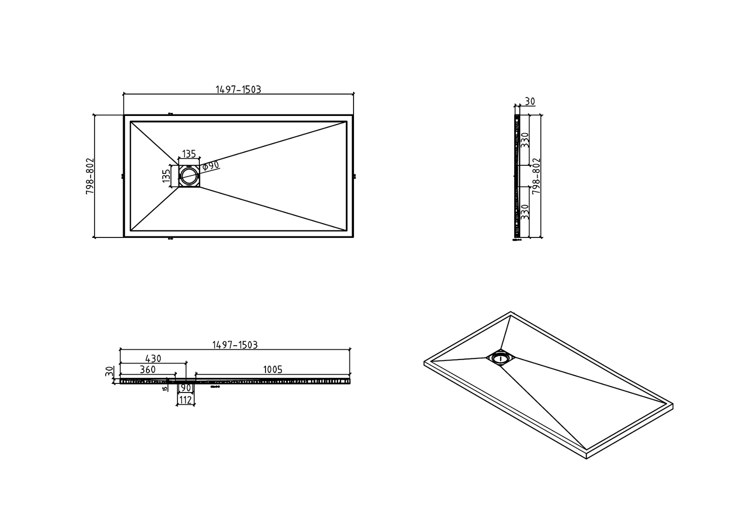Precision Trays Sand Shower Tray – Ultra-Slim Stone Effect