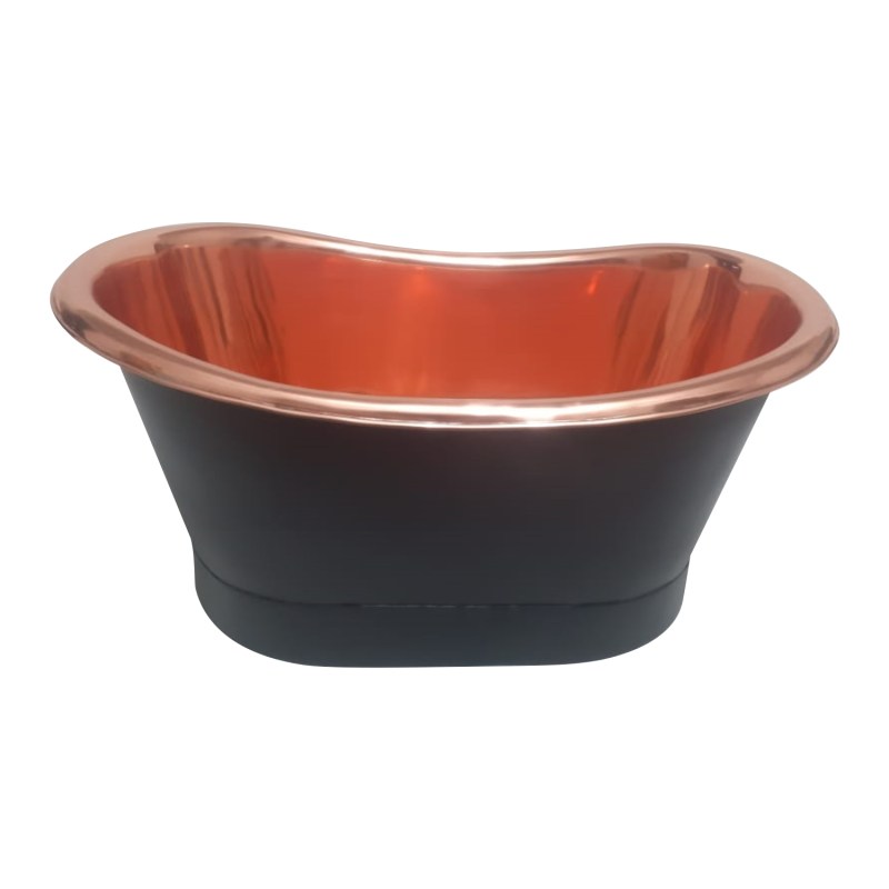 Coppersmith Creations Copper Tub-Style Basin – Copper Inside & Black Outside, Straight Base