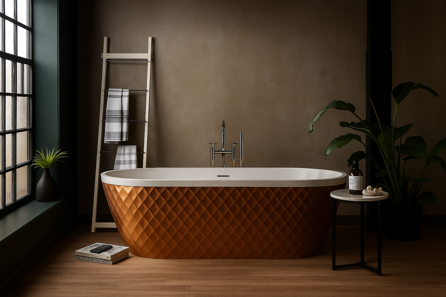 Roll Top Bath Company Faye Freestanding Bath – Diamond Textured Acrylic Bathtub
