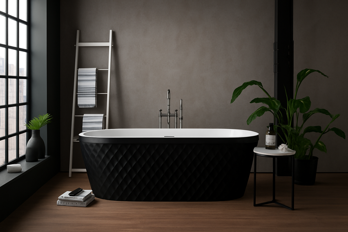 Roll Top Bath Company Faye Freestanding Bath – Diamond Textured Acrylic Bathtub