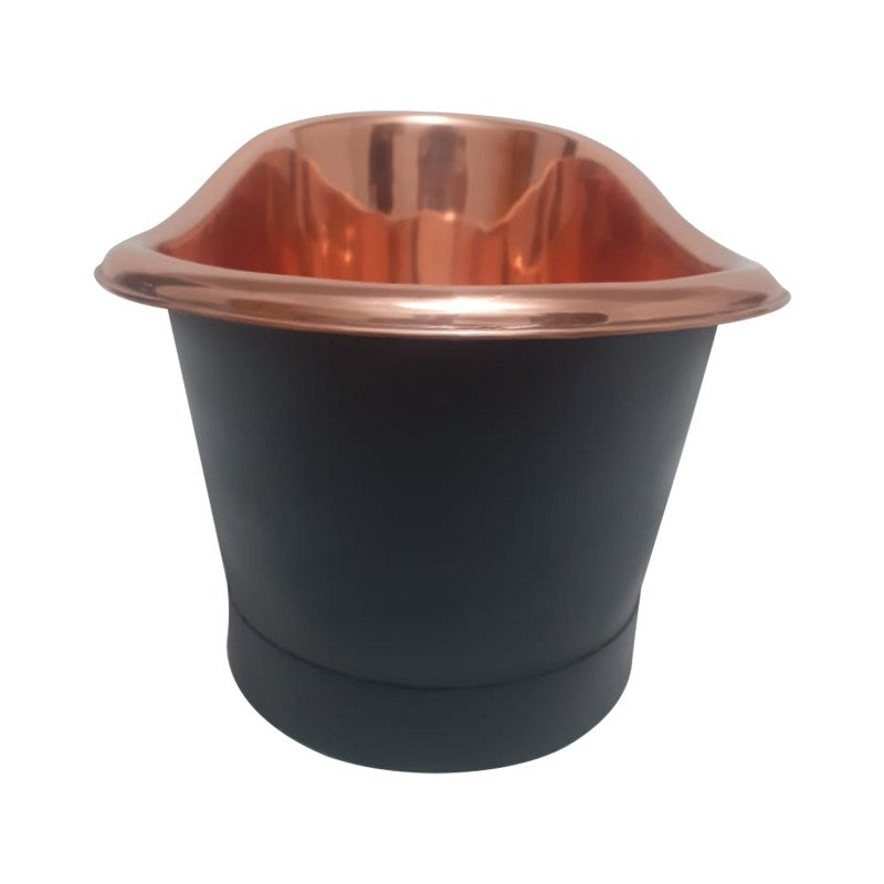 Coppersmith Creations Copper Tub-Style Basin – Copper Inside & Black Outside, Straight Base