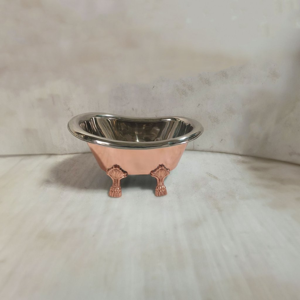 Coppersmith Creations Clawfoot Copper Tub-Style Sink – Nickel Inside & Polished Copper Outside