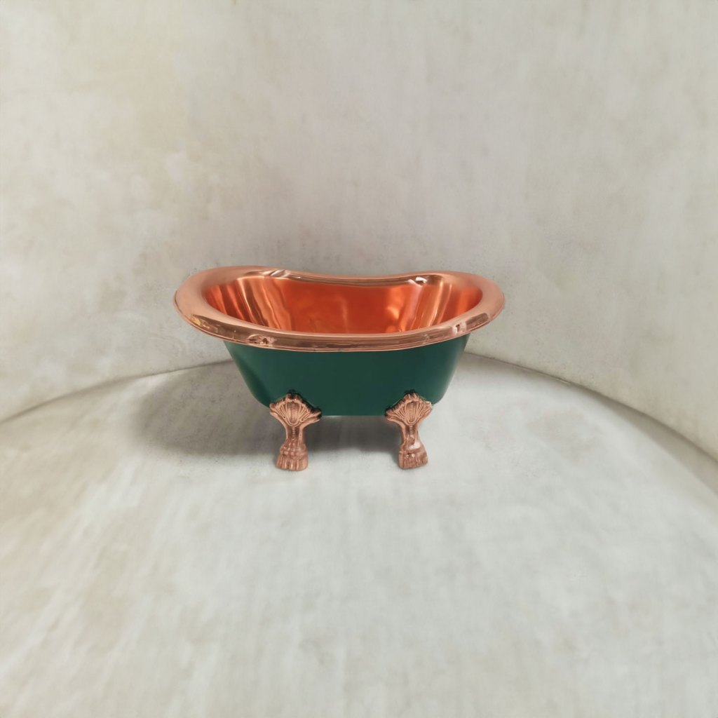 Coppersmith Creations Clawfoot Copper Tub-Style Sink – Polished Copper Inside & RAL 6004 Exterior