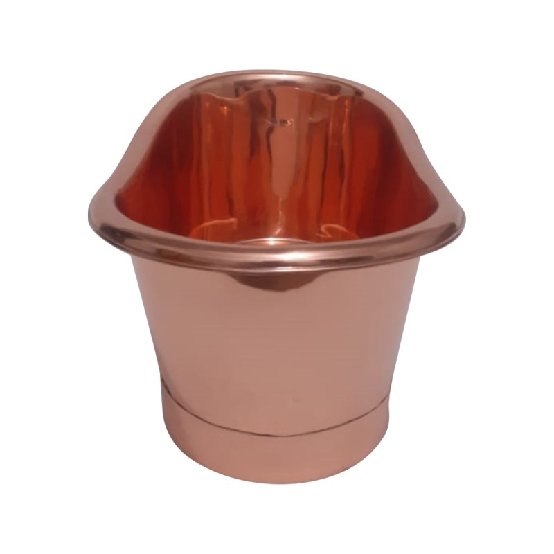 Coppersmith Creations Copper Tub Style Basin Copper Inside Copper Outside Straight Base