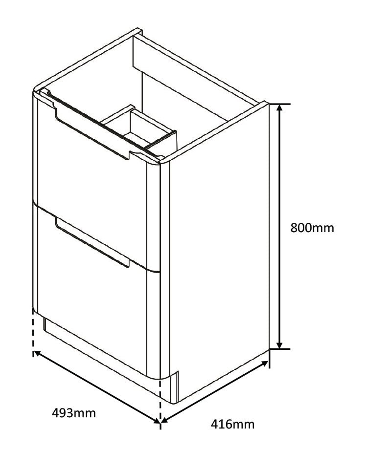Tailored Bathrooms Monza 500mm Vanity & Basin | Floor Standing