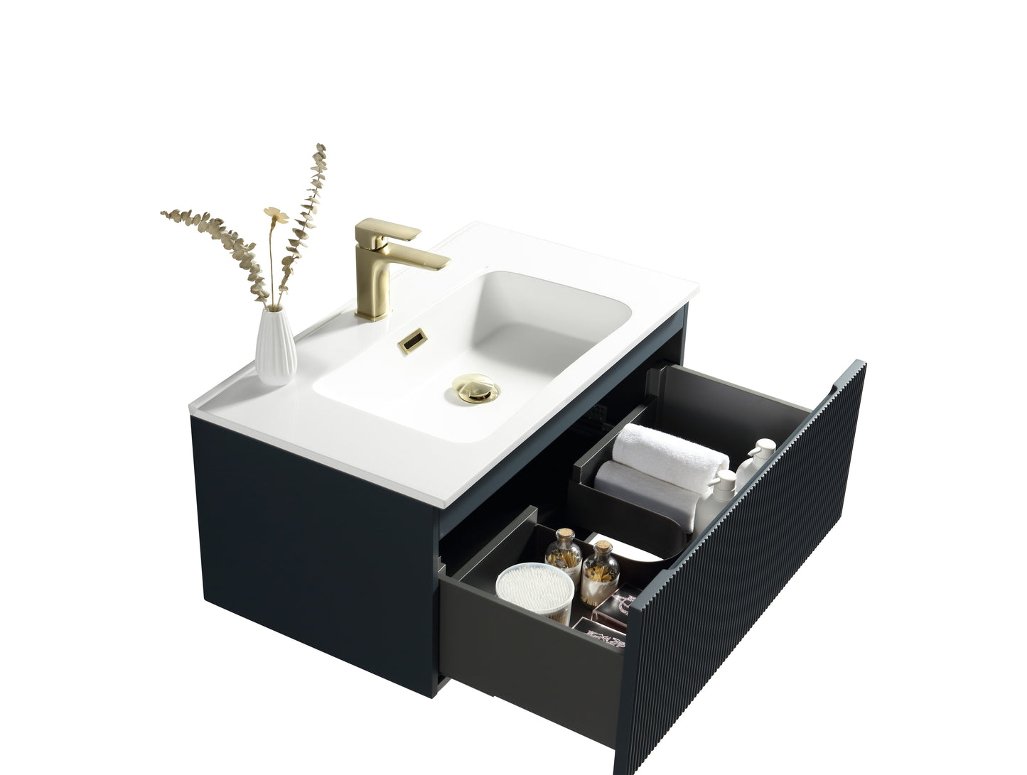 Tailored Bathrooms Flauto 800mm Wall Hung Vanity & Matte Basin