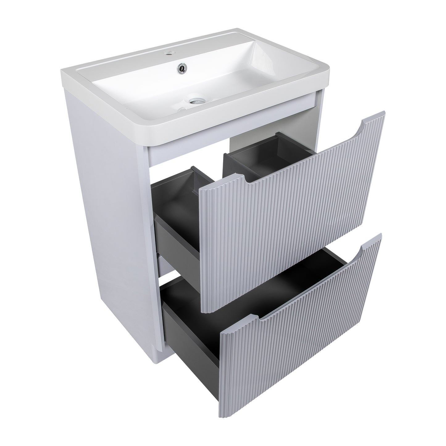Tailored Bathrooms Monza 600mm Fluted Vanity Unit & Basin | Floor Standing