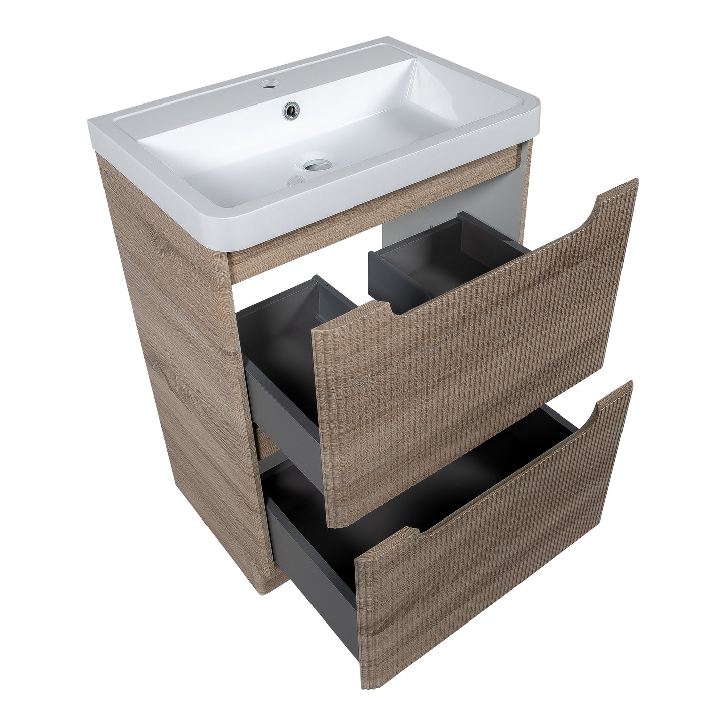 Tailored Bathrooms Monza 600mm Fluted Vanity Unit & Basin | Floor Standing