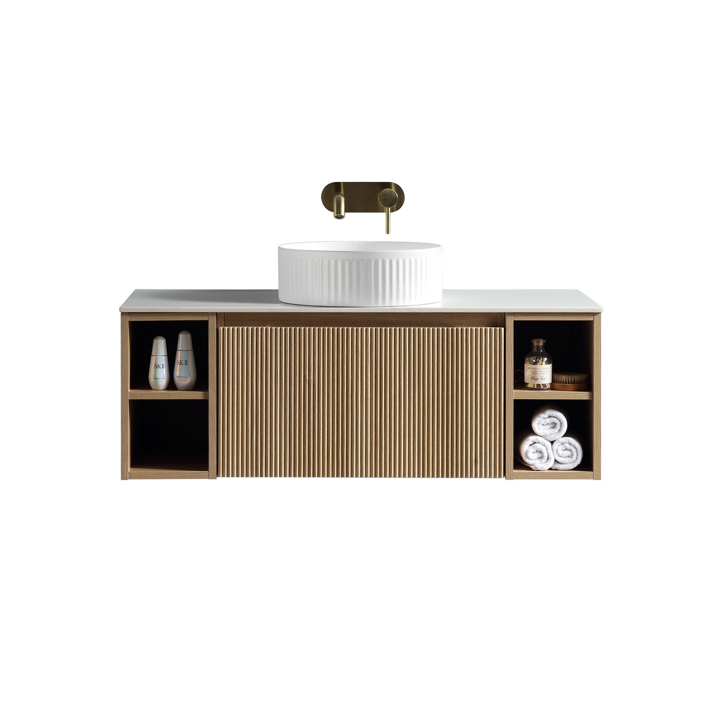 Tailored Bathrooms Flauto 1000mm Wall Hung Vanity with 2 Side Storage Units & Sintered Stone Counter Top