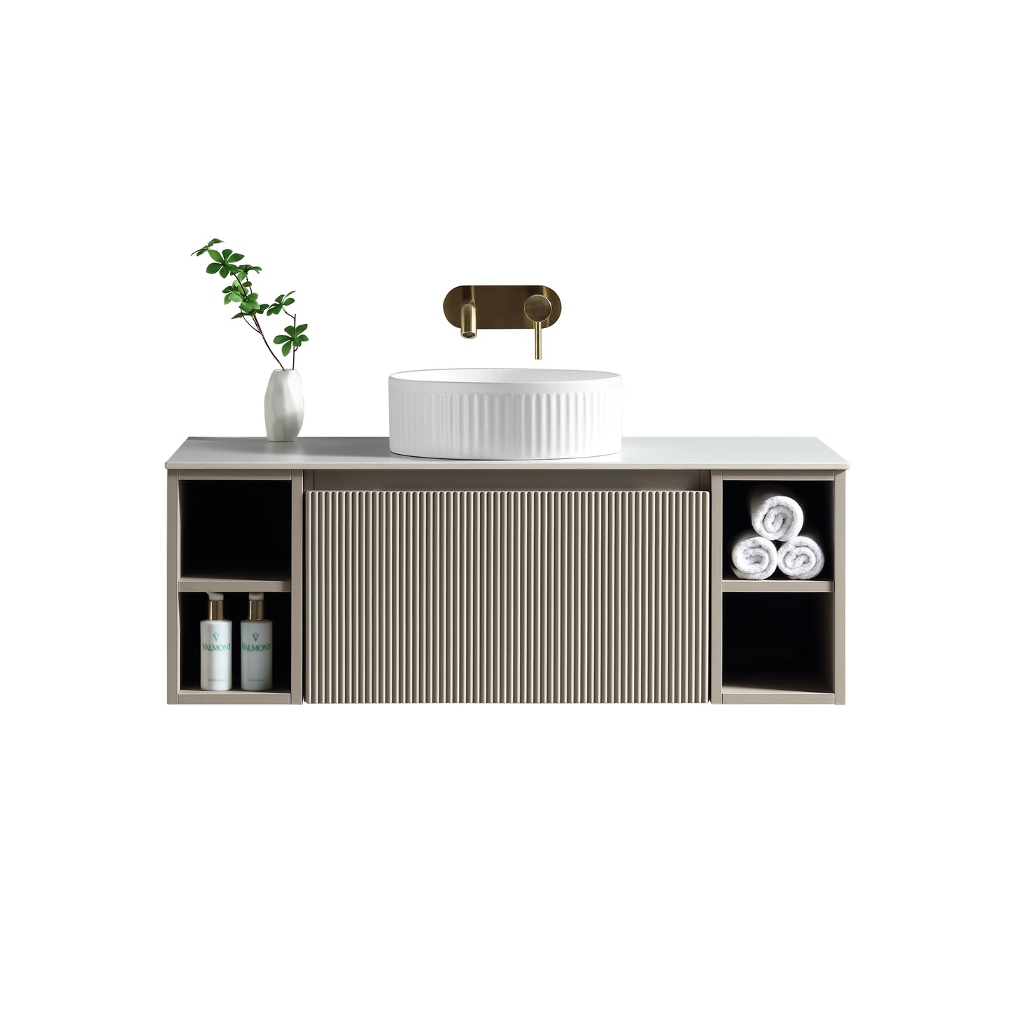 Tailored Bathrooms Flauto 1000mm Wall Hung Vanity with 2 Side Storage Units & Sintered Stone Counter Top