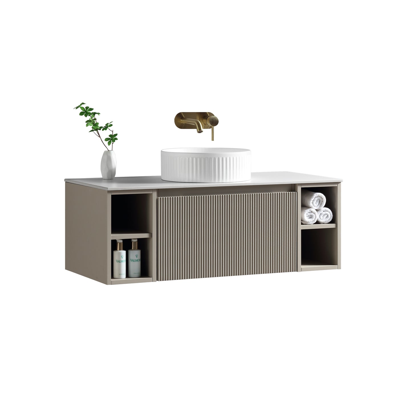 Tailored Bathrooms Flauto 1000mm Wall Hung Vanity with 2 Side Storage Units & Sintered Stone Counter Top