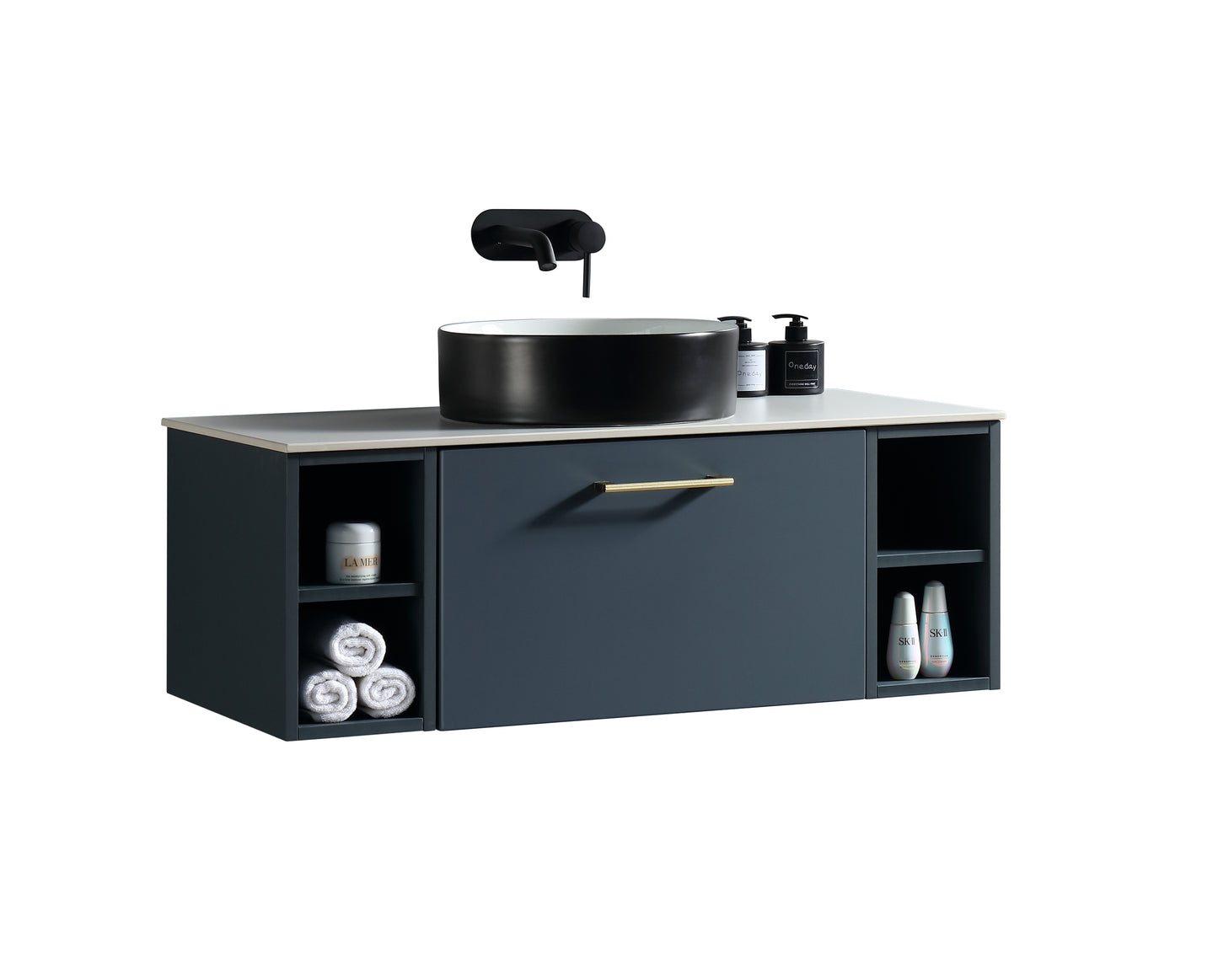 Tailored Bathrooms Piatta 1000mm Wall Hung Vanity with 2 Side Storage Units & Sintered Stone Counter Top