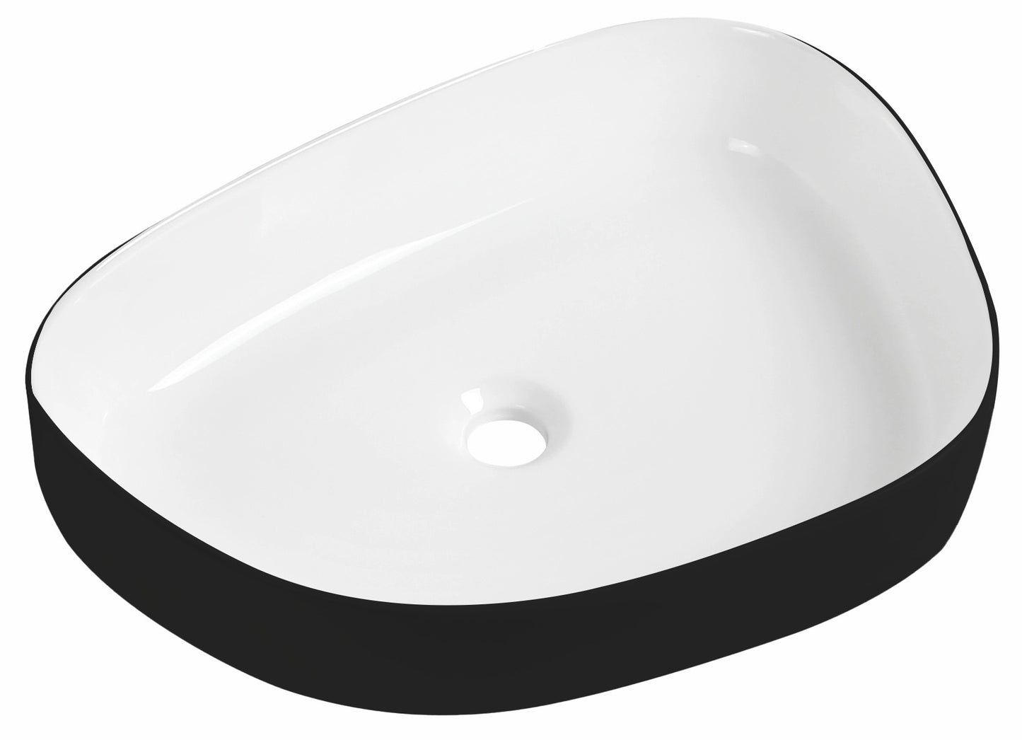 Tailored Bathrooms Black Pebble Countertop Basin – Black/White (555x410x140mm)