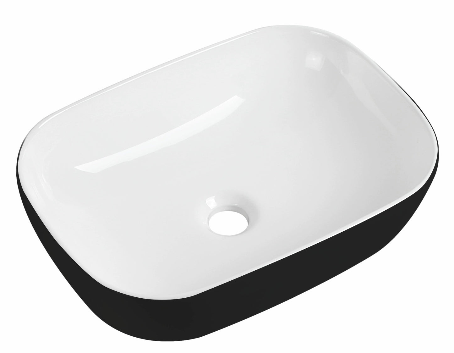 Tailored Bathrooms Black Curved Countertop Basin – Black/White (465x335x135mm)