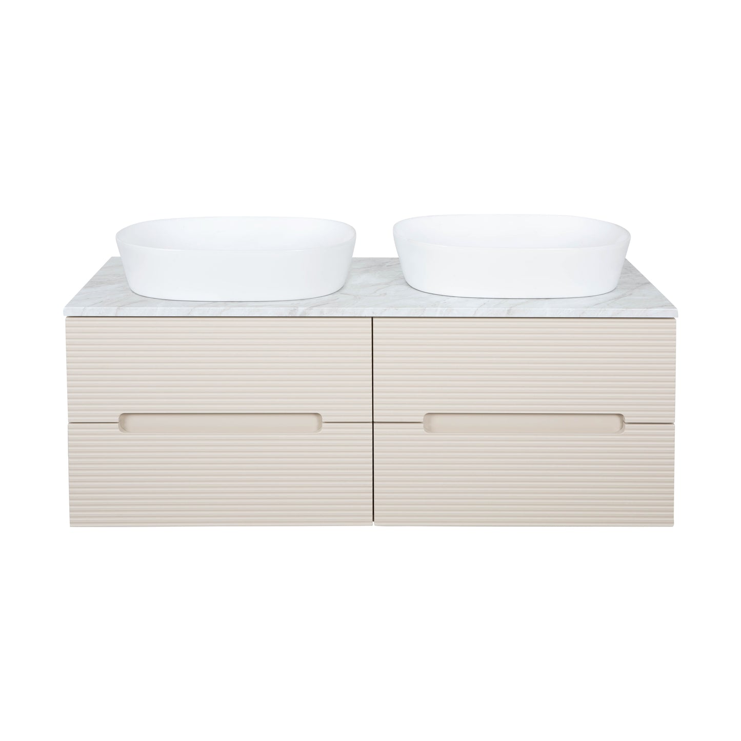 Tailored Bathrooms Monza Plus 1200mm Fluted Wall Hung Double Vanity Unit & Countertop