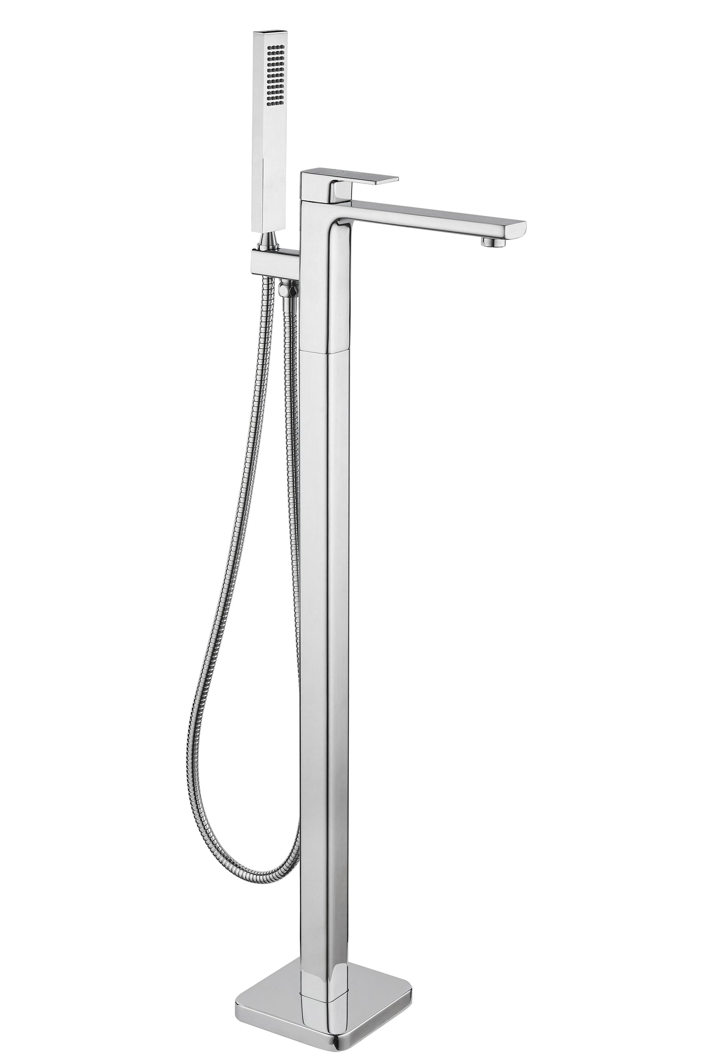 Tailored Bathrooms Quadrado Square Freestanding Bath Tap with Shower Mixer – Brushed Brass, Chrome, or Black