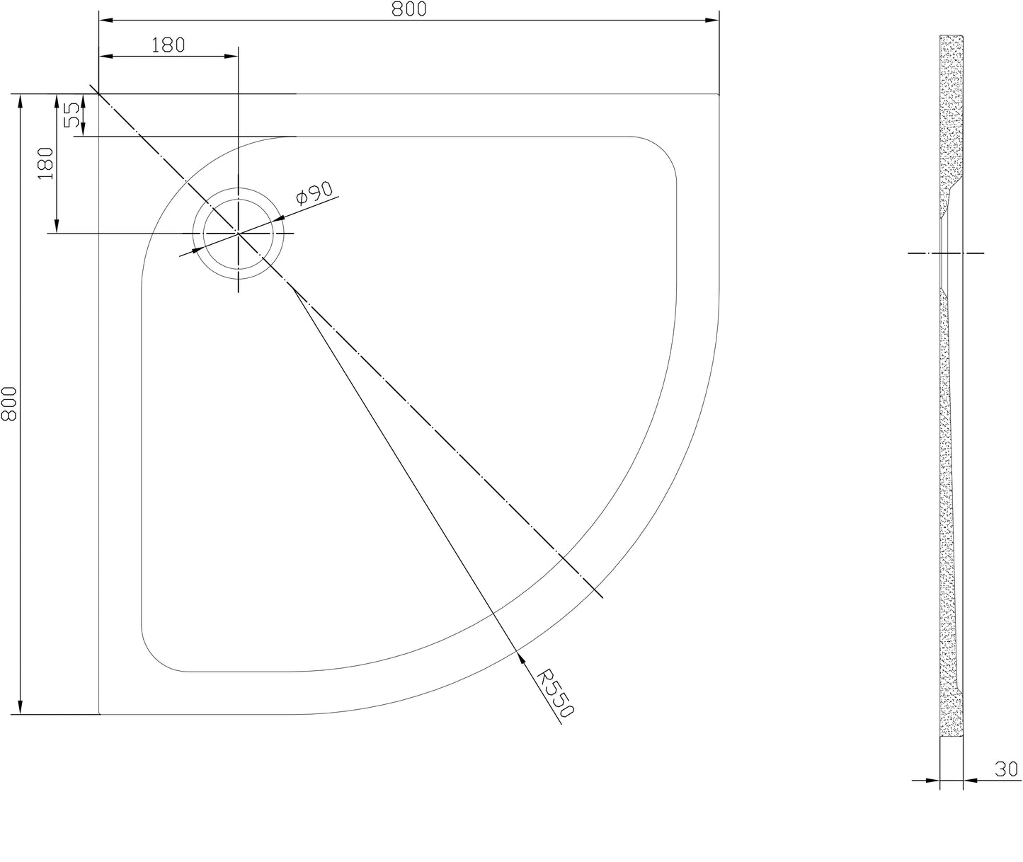 Tailored Bathrooms Quad 30mm Low Profile Shower Tray