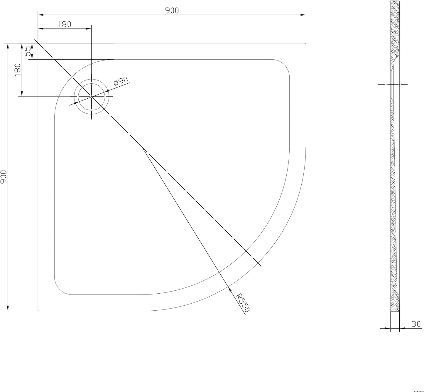 Tailored Bathrooms Quad 30mm Low Profile Shower Tray