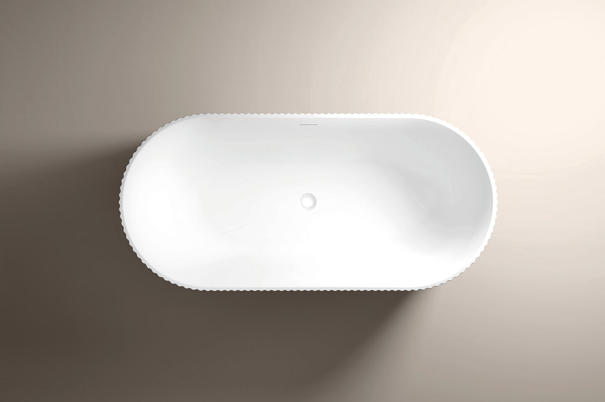 Tailored Bathrooms Flauto Matte White Freestanding Fluted Bath – 1700 x 800mm
