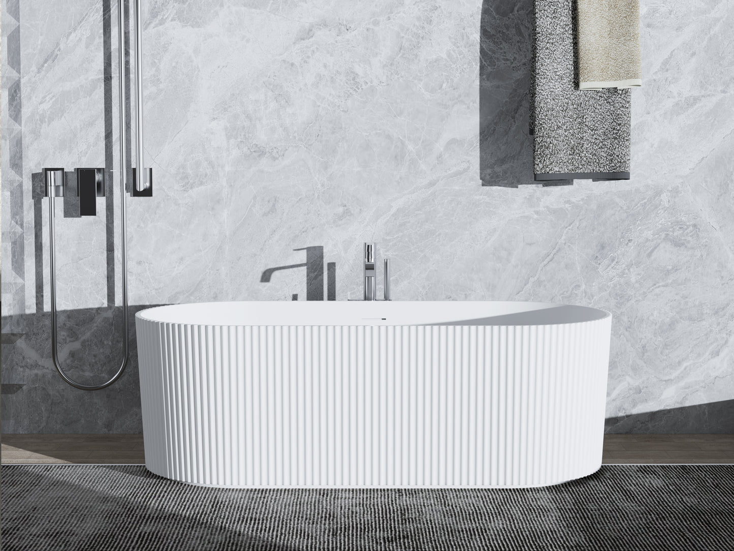 Roll Top Bath Company Ginger Freestanding Bath – Rippled Acrylic Art Deco Inspired Bathtub