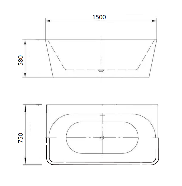 Roll Top Bath Company Julie Freestanding Bath – Compact Back-to-Wall Acrylic Bathtub