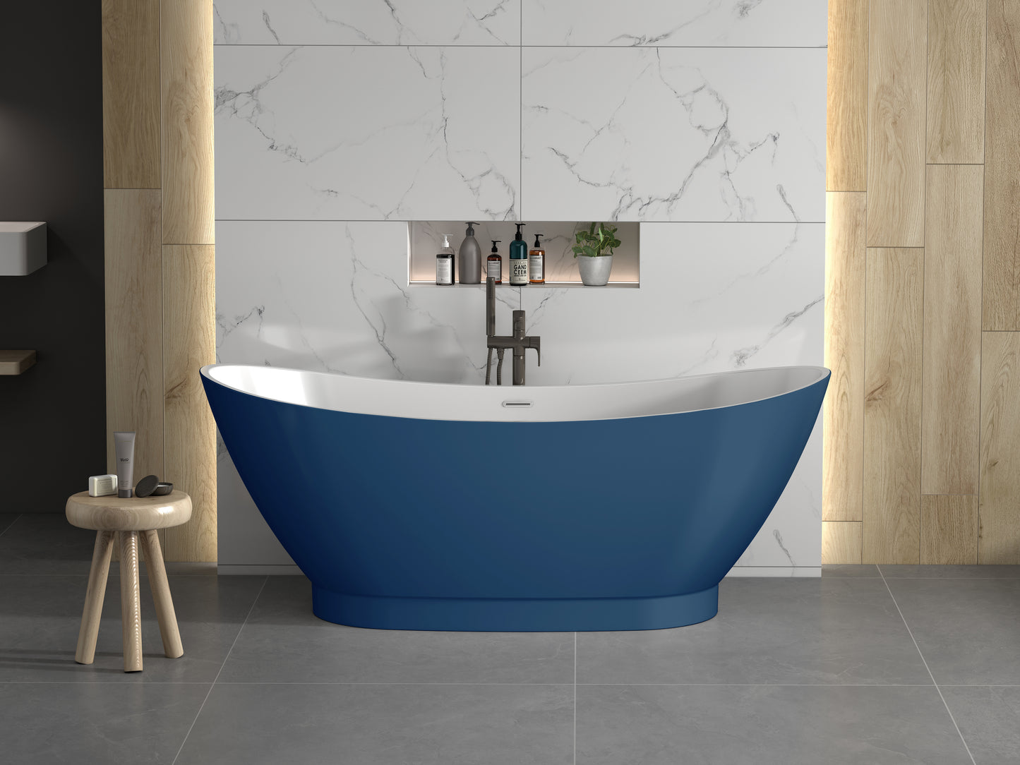 Roll Top Bath Company Doris Freestanding Bath – Double Ended Crescent Wing Acrylic Bathtub