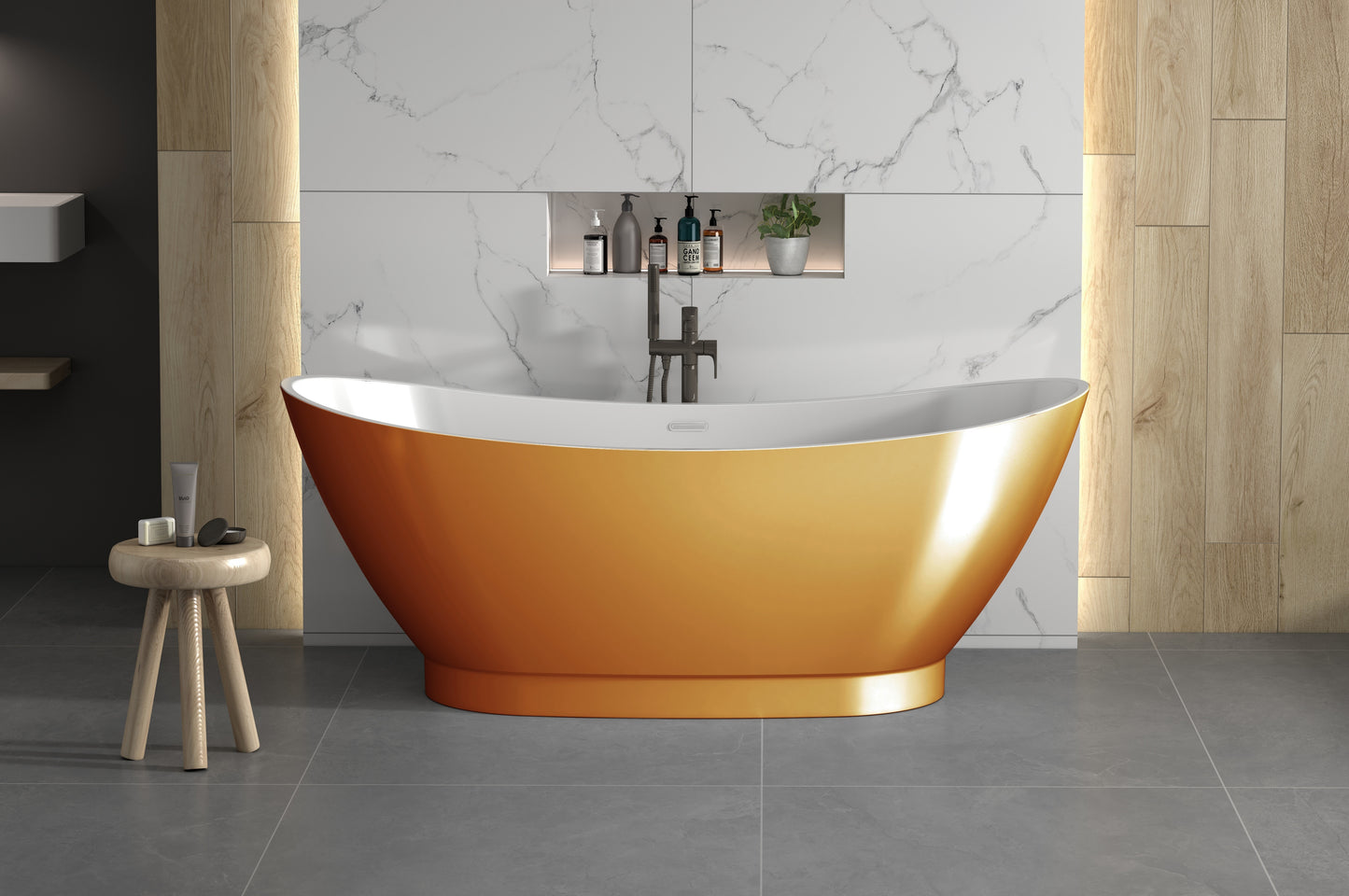 Roll Top Bath Company Doris Freestanding Bath – Double Ended Crescent Wing Acrylic Bathtub