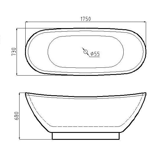 Roll Top Bath Company Doris Freestanding Bath – Double Ended Crescent Wing Acrylic Bathtub