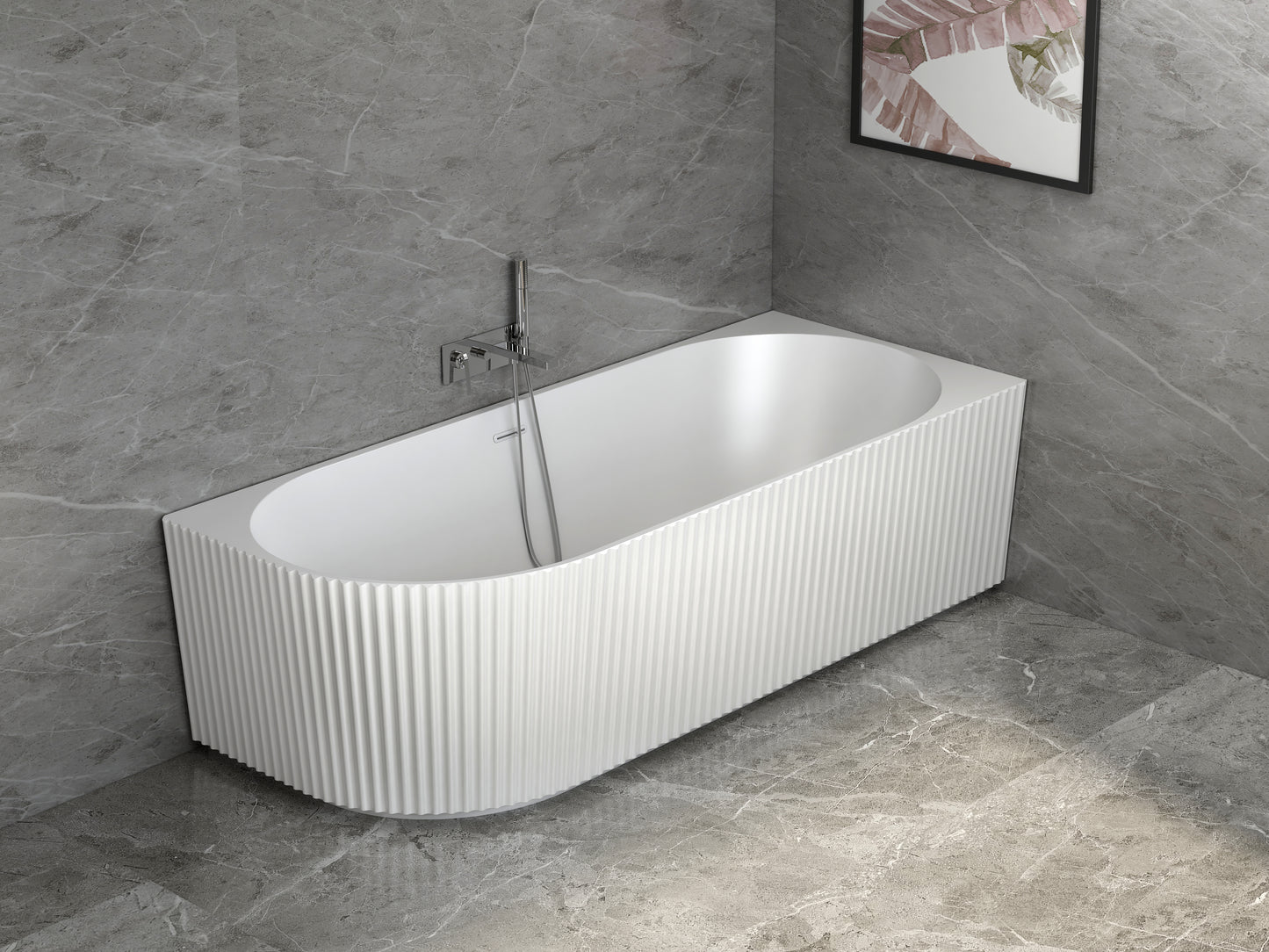 Roll Top Bath Company Sophia Corner Freestanding Bath – Fluted Acrylic Bathtub (Left and Right Options)