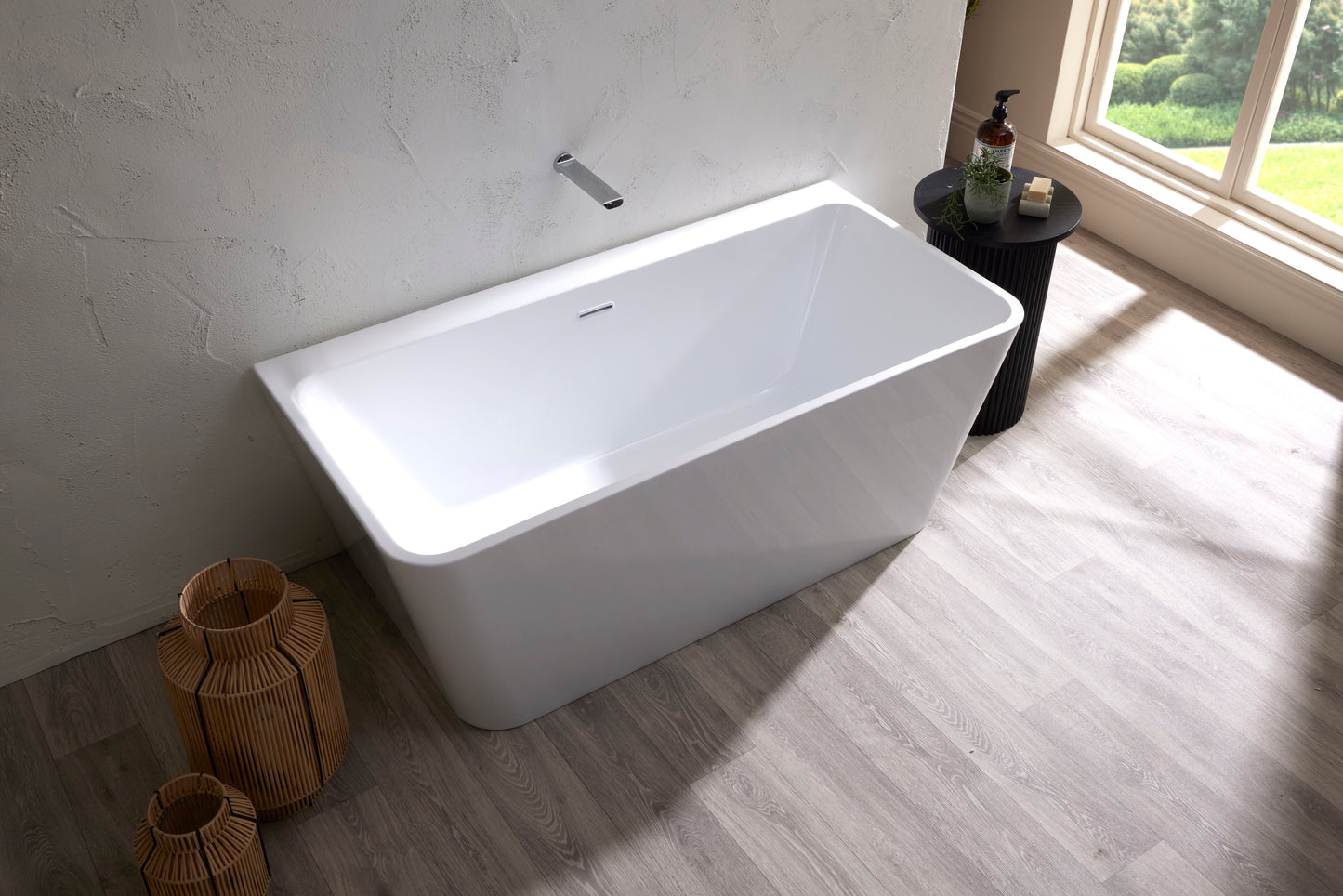 Roll Top Bath Company Julie Freestanding Bath – Compact Back-to-Wall Acrylic Bathtub