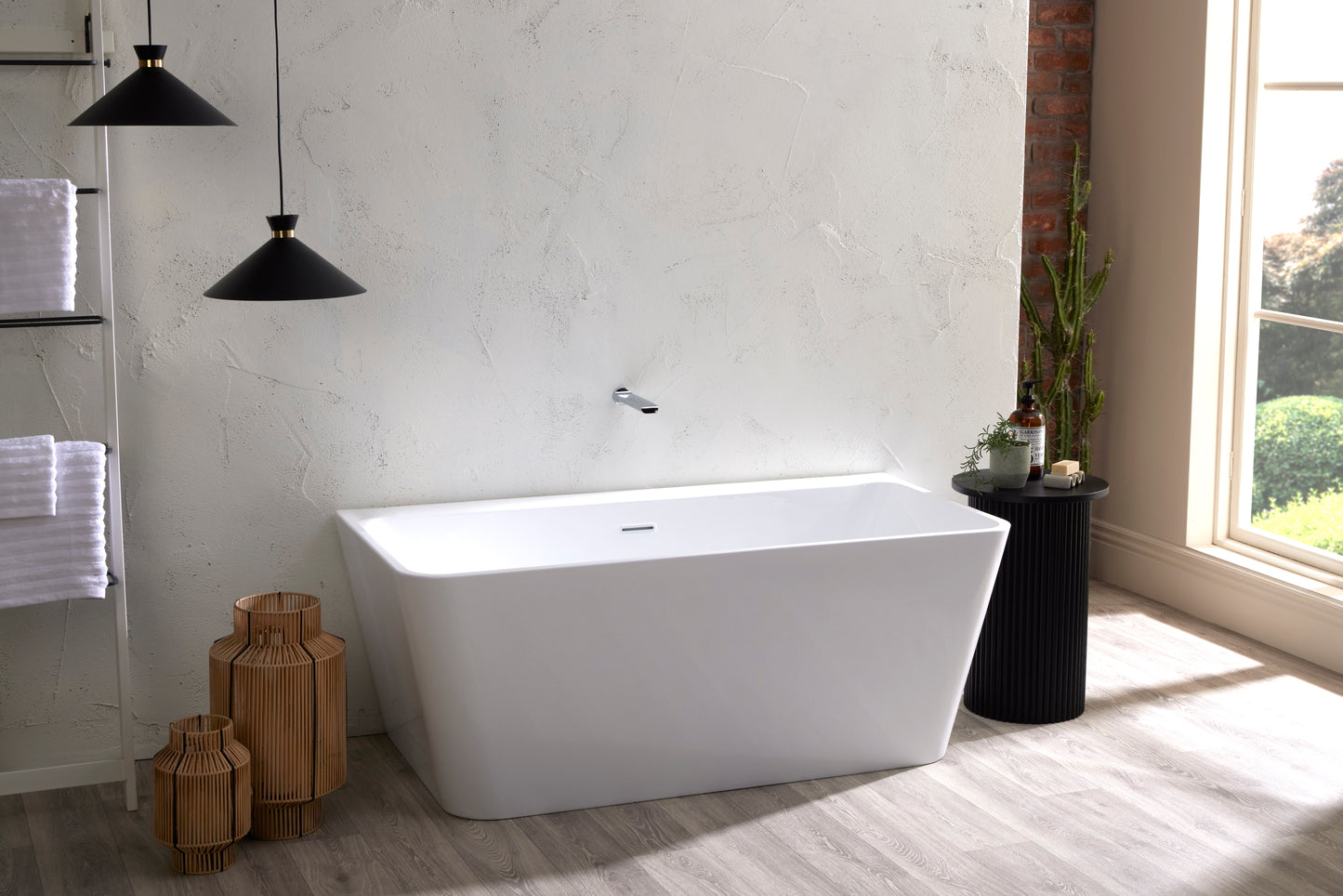 Roll Top Bath Company Julie Freestanding Bath – Compact Back-to-Wall Acrylic Bathtub