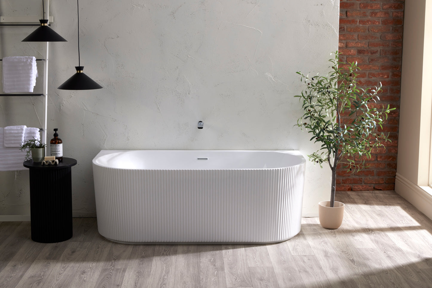 Roll Top Bath Company Sophia Back-to-Wall Freestanding Bath – Fluted Acrylic Bathtub
