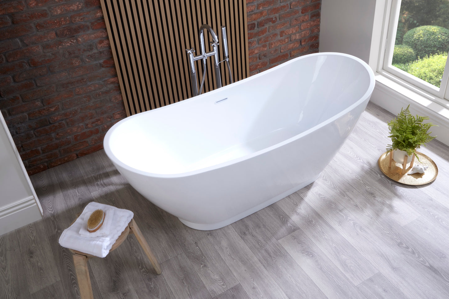 Roll Top Bath Company Doris Freestanding Bath – Double Ended Crescent Wing Acrylic Bathtub