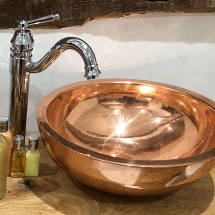 Coppersmith Creations Copper Sink Round Shining Double Wall 16″ x 6″