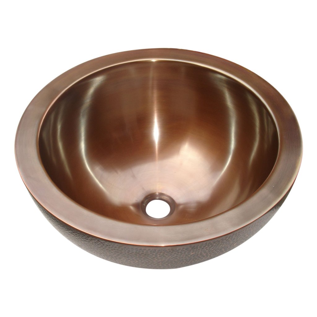 Coppersmith Creations Double Wall Copper Sink Outside Hammered Inside Smooth 16″ x 6″