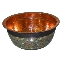 Coppersmith Creations Copper Sink Glass Mosaic Exterior