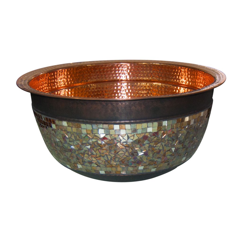 Coppersmith Creations Copper Sink Glass Mosaic Exterior