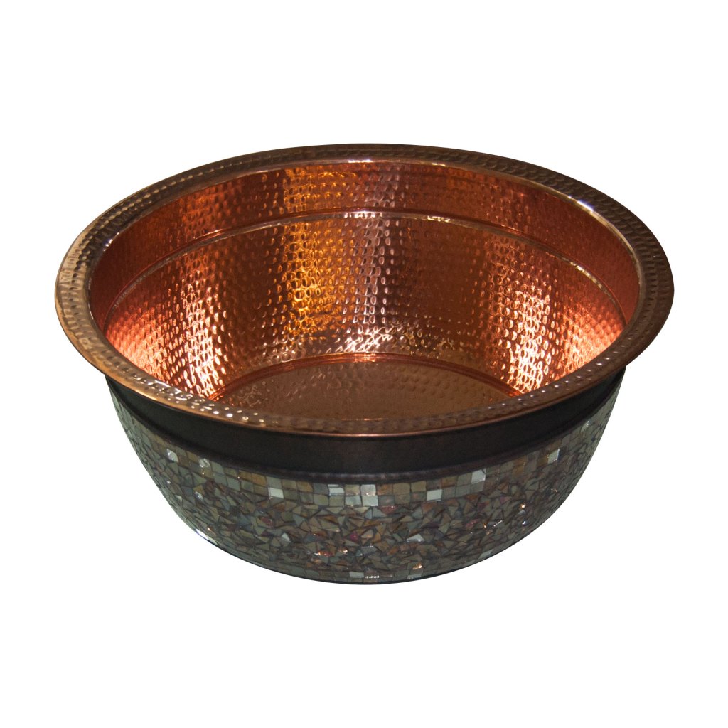 Coppersmith Creations Copper Sink Glass Mosaic Exterior