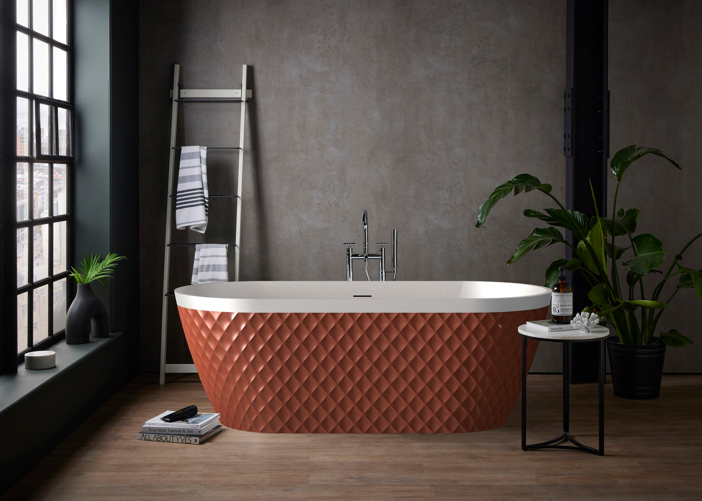 Roll Top Bath Company Faye Freestanding Bath – Diamond Textured Acrylic Bathtub