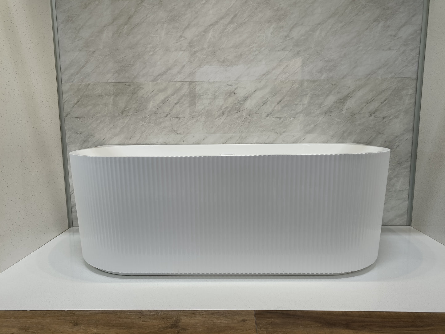 Roll Top Bath Company Sophia Back-to-Wall Freestanding Bath – Fluted Acrylic Bathtub