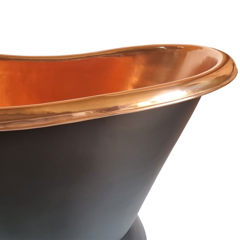 Coppersmith Creations Slanting Base Copper Bathtub Full Black Exterior