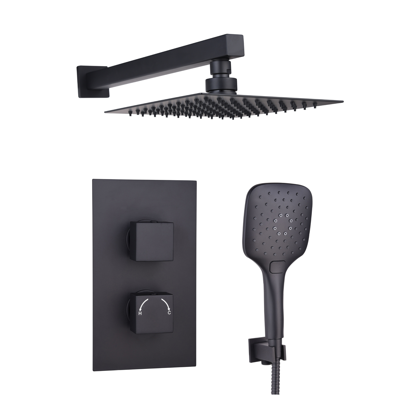 Tailored Bathrooms Square Concealed Thermostatic 2 Handle 2 Way Shower Kit
