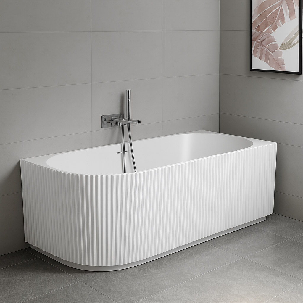 Roll Top Bath Company Sophia Corner Freestanding Bath – Fluted Acrylic Bathtub (Left and Right Options)