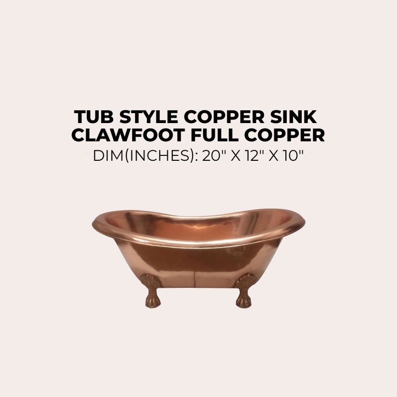 Coppersmith Creations Copper Tub Style Basin Clawfoot Full Copper