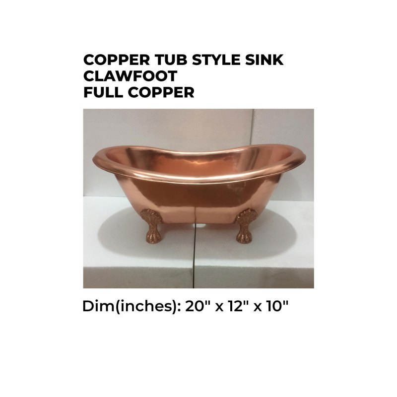 Coppersmith Creations Copper Tub Style Basin Clawfoot Full Copper