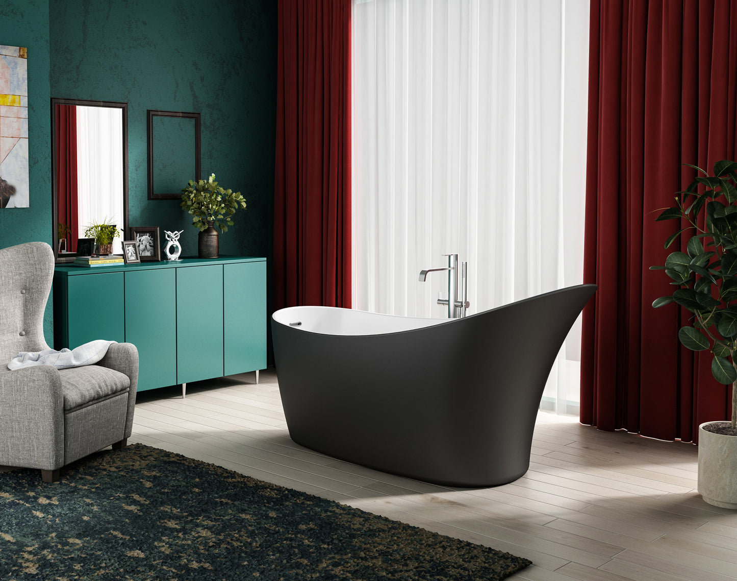 Charlotte Edwards Portobello Freestanding Bath - Matt Black