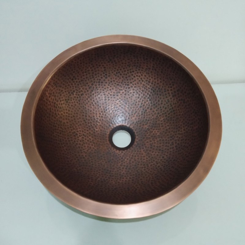 Coppersmith Creations Round Hammered Copper Bowl Sink