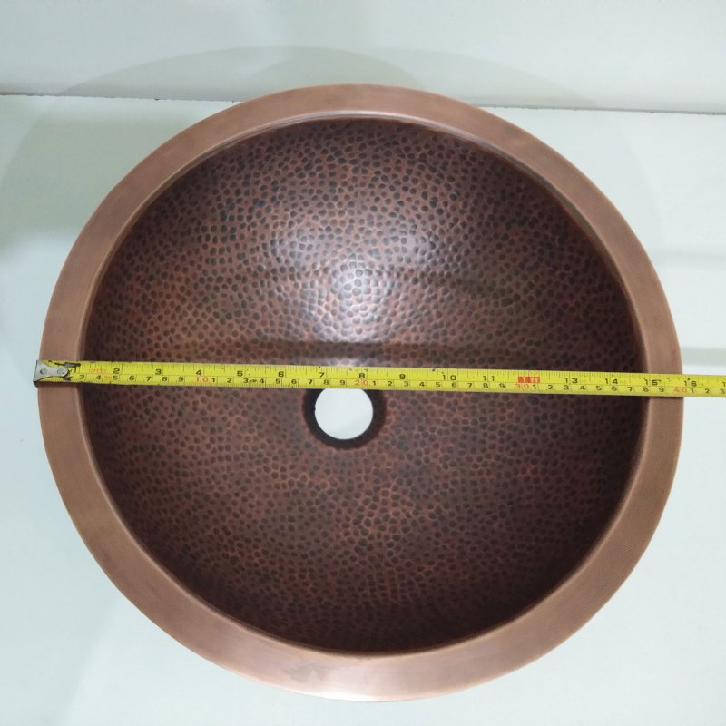 Coppersmith Creations Round Hammered Copper Bowl Sink